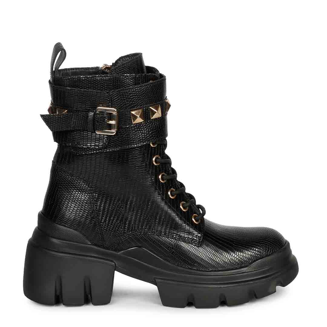 Buy Stella Black Leather Lace-Up Women's High Ankle Boots Online 41 / Black Buy Stella Black Leather Lace-Up Women's High Ankle Boots Online 41 / Black