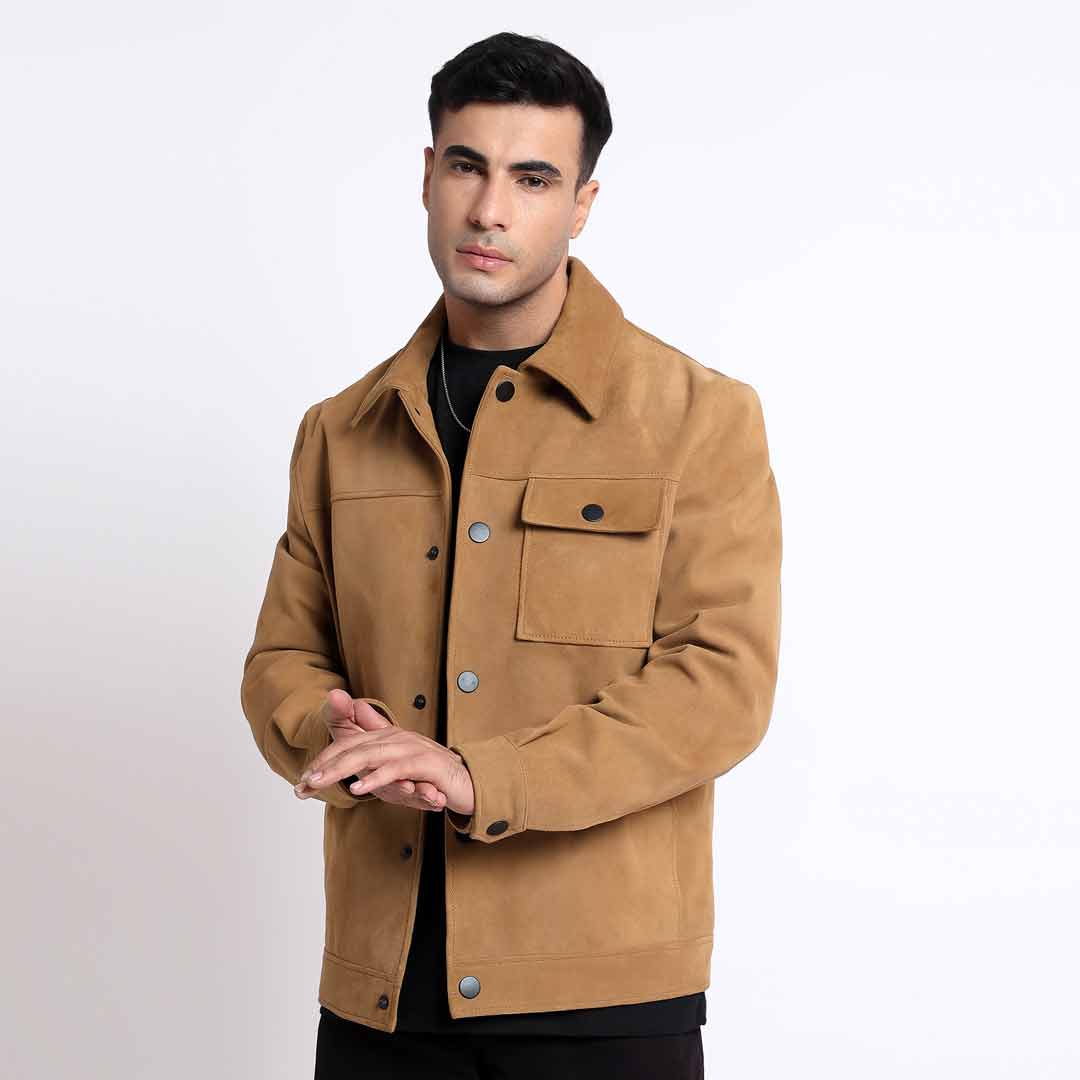 Saint Piero Sand Suede Leather Men's Jacket With Collars – SaintG USA