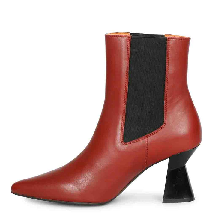 Stylish sculpted heel leather boots online USA