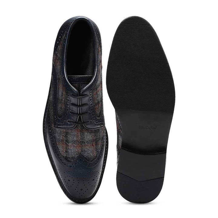 Saint Faustin Navy Leather Lace Up Brogue