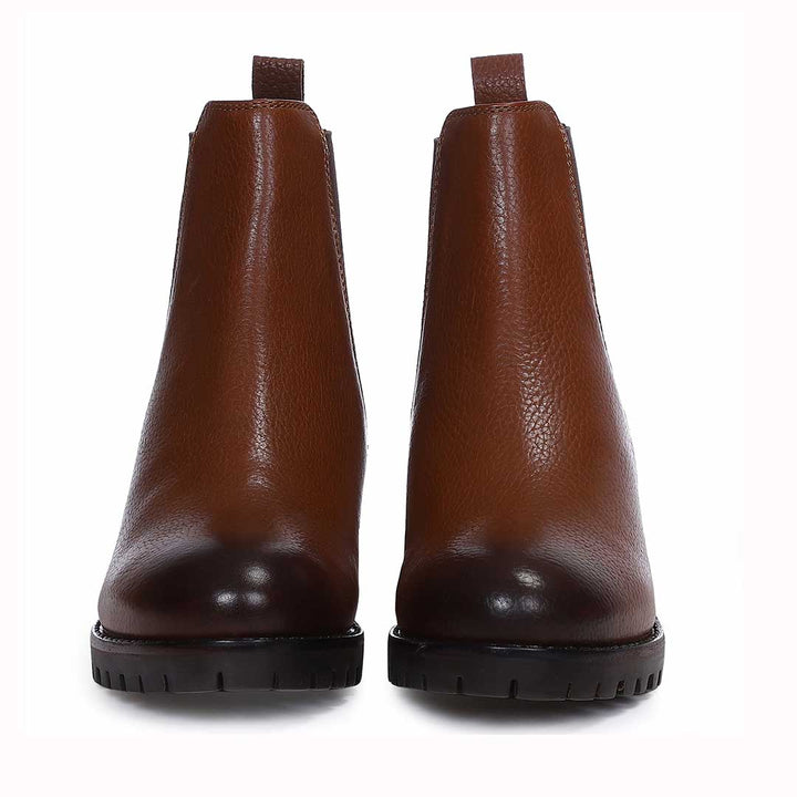 Sophia brown leather ankle boots online USA