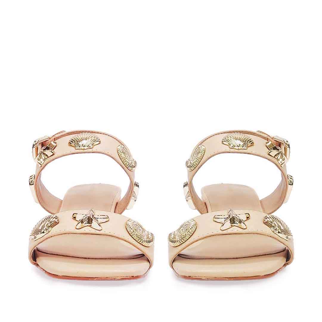 Saint Assisi Seashell & Star Studs Leather Block Heels