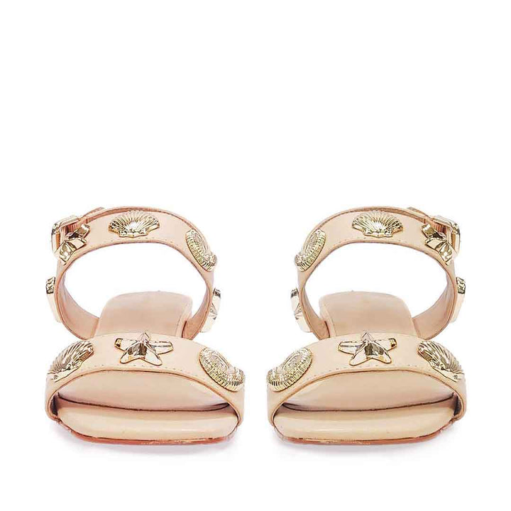 Saint Assisi Seashell & Star Studs Leather Block Heels