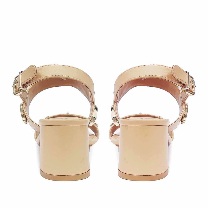 Saint Assisi Seashell & Star Studs Leather Block Heels