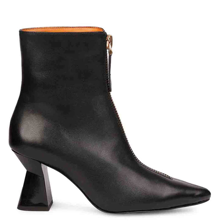 Women's black leather zipper boots USA