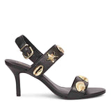Saint Ravena Seashell & Star Embellished Black Leather Stilettos