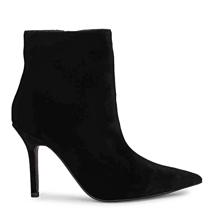 Vienna Black Stretch Suede Ankle Boots