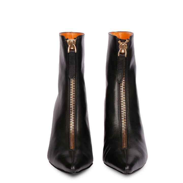 Women's leather pointed toe heel boots
