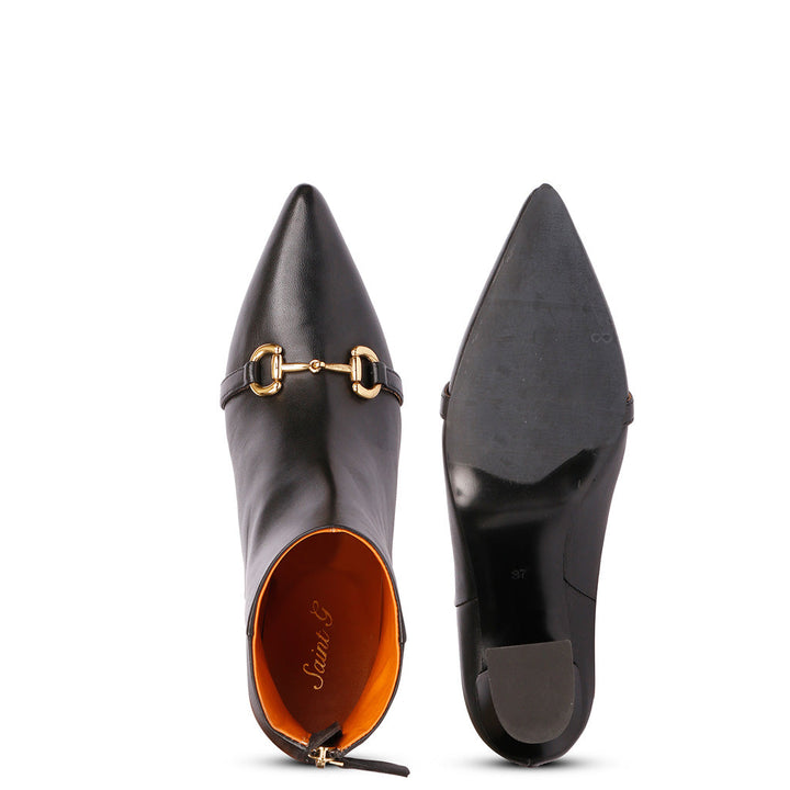 Stylish women's leather boots with gold horsebit
