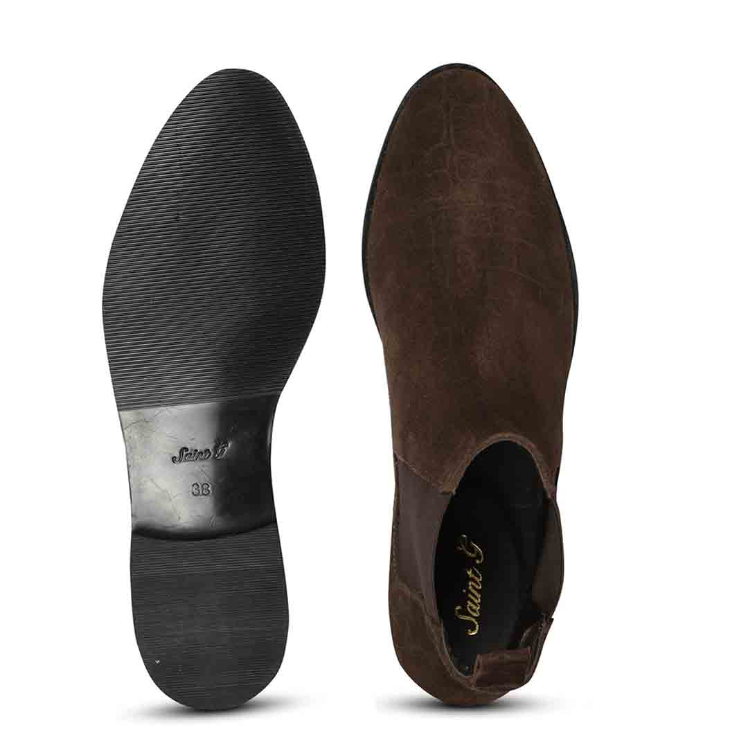 Stylish women's croco print brown leather boots