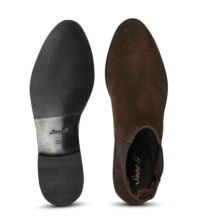 Stylish women's croco print brown leather boots