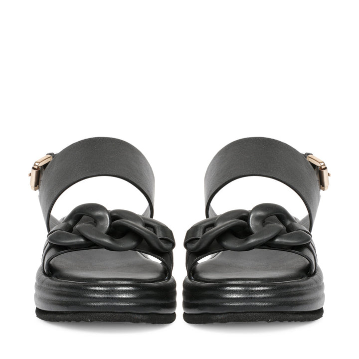 Stylish Saint Flurina Black Leather Sandals - Elevate your look with woven leather and platform sole. Perfect for any occasion.