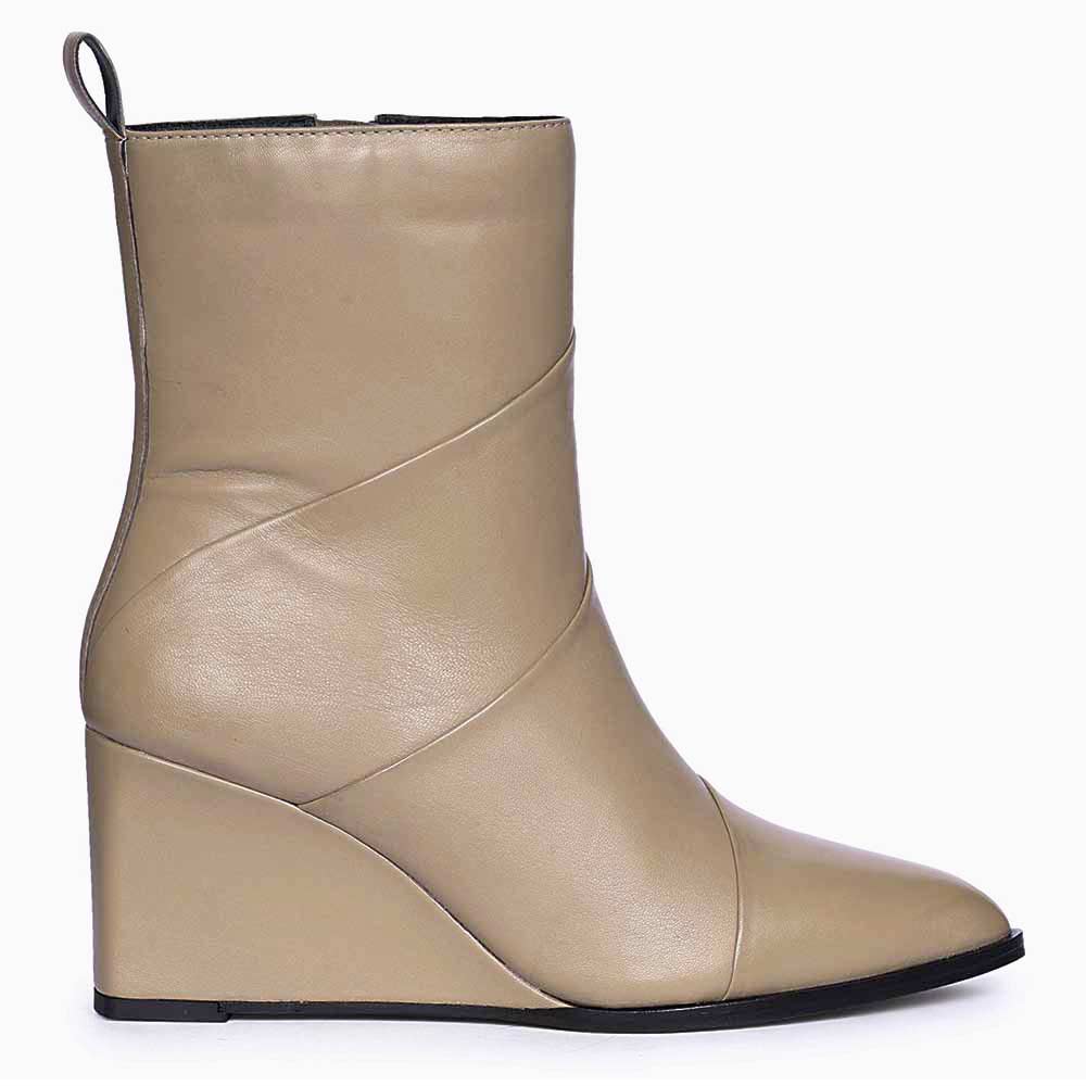 Saint Novara Folded Stone Leather Wedge Ankle Boots – SaintG USA