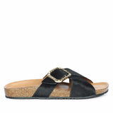 Saint Juno Black Pony Leather Sandals