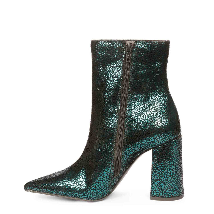 Green leather high ankle boots for women online