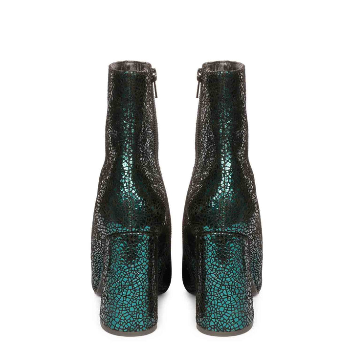 Women's online stylish green metallic ankle boots