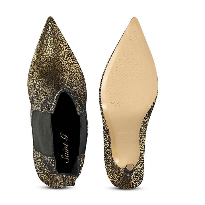 Arely Gold Metallic Leather Stiletto Ankle Boots