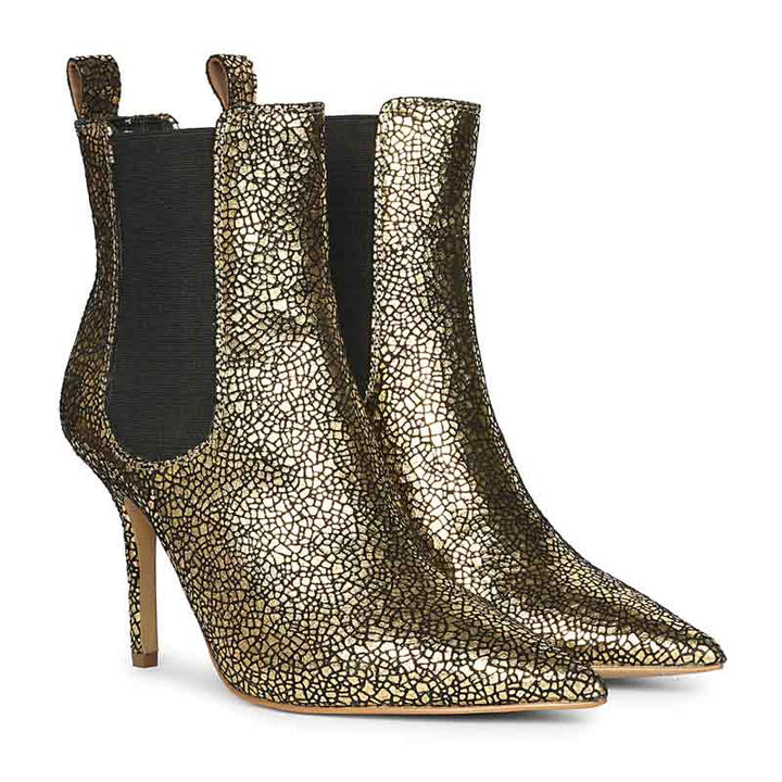 Gold Metallic Leather Ankle Boots USA