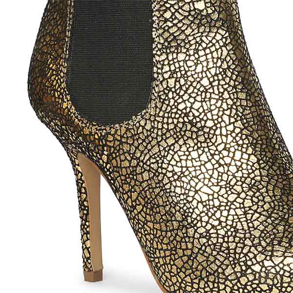 Arely Gold Leather Ankle Boots for Women Online