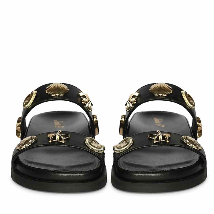 Saint Hallie Seashell & Star Studs Leather Sandals