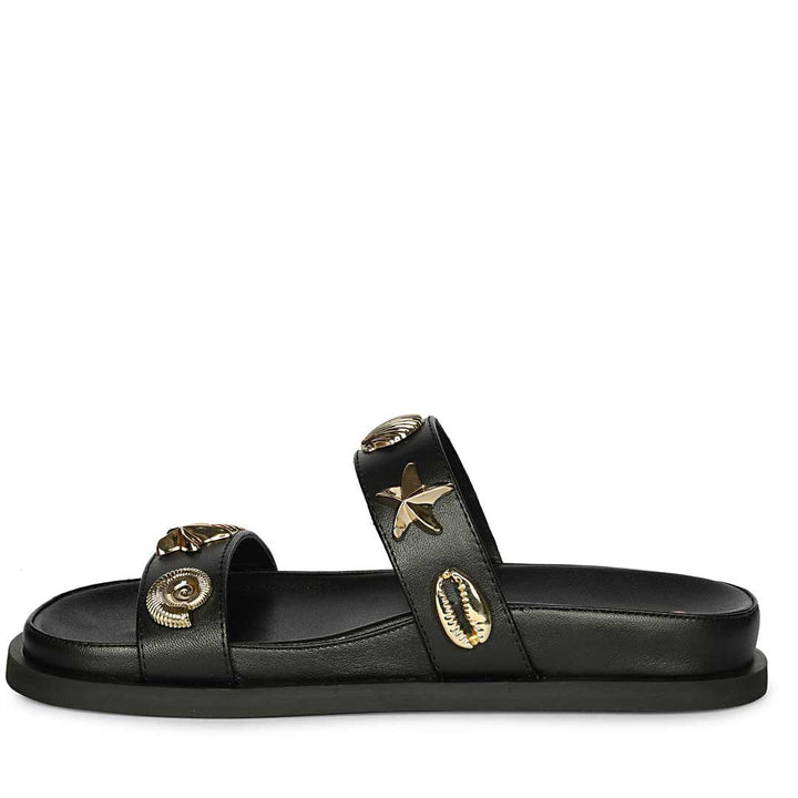 Saint Hallie Seashell & Star Studs Leather Sandals