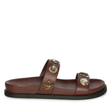Saint Hallie Seashell & Star Studs Brown Leather Sandals