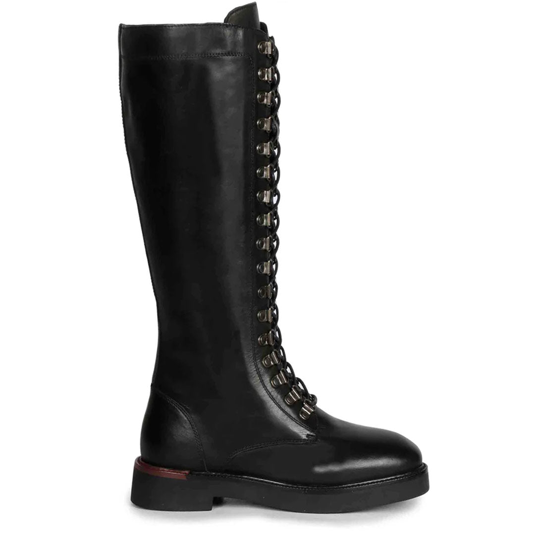 Buy Womens Mercello Lace Up Black Leather High Tongue Tall Boots 40 / Black Buy Womens Mercello Lace Up Black Leather High Tongue Tall Boots 40 / Black
