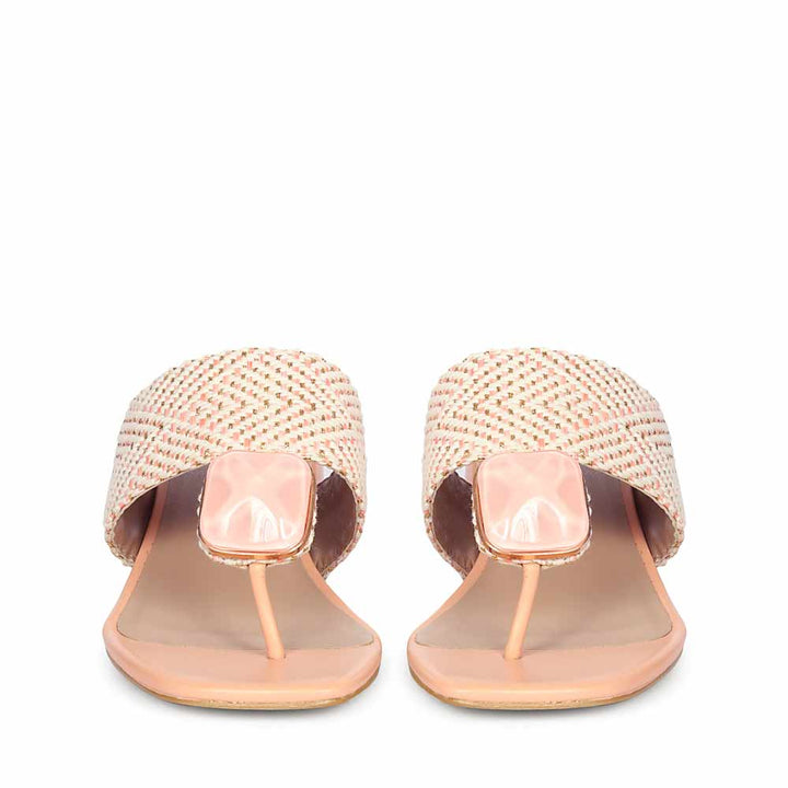 Saint Stevie Stone Jeweled Pink Raffia Block Heels