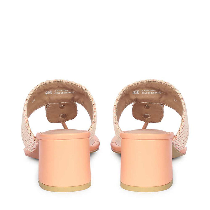 Saint Stevie Stone Jeweled Pink Raffia Block Heels