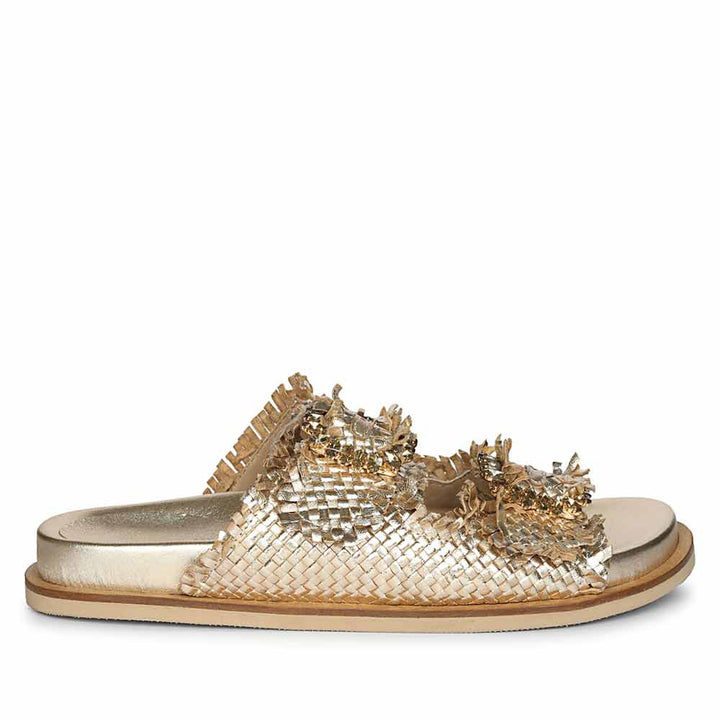 Saint Nuala Diamante Platin Woven Leather Sandals