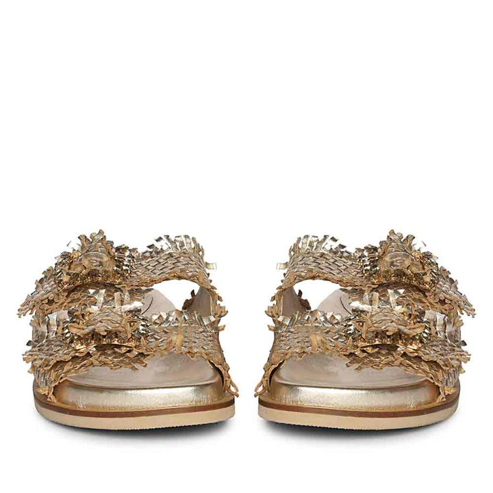 Saint Nuala Diamante Platin Woven Leather Sandals