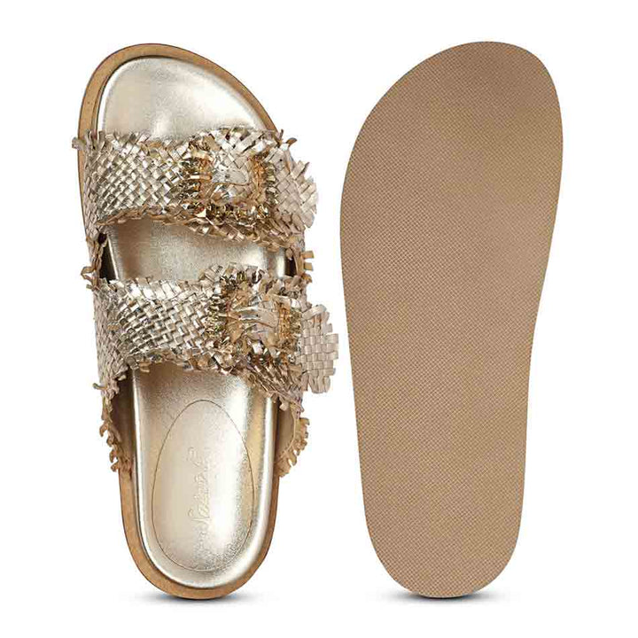 Saint Nuala Diamante Platin Woven Leather Sandals
