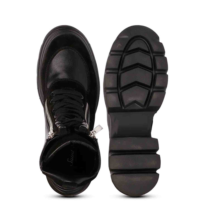 Shop Women's Lace Up Boots Black Leather USA