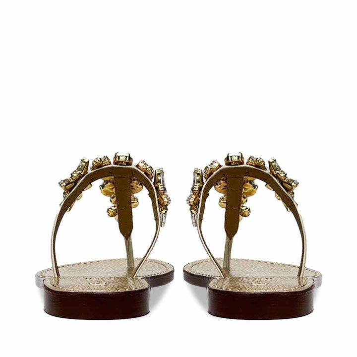 Saint Fleur Stone Embellished Off White Leather Flats