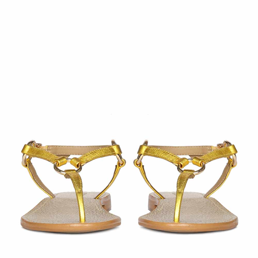 Saint Coretta O-Ring Yellow Metallic Leather Sandals