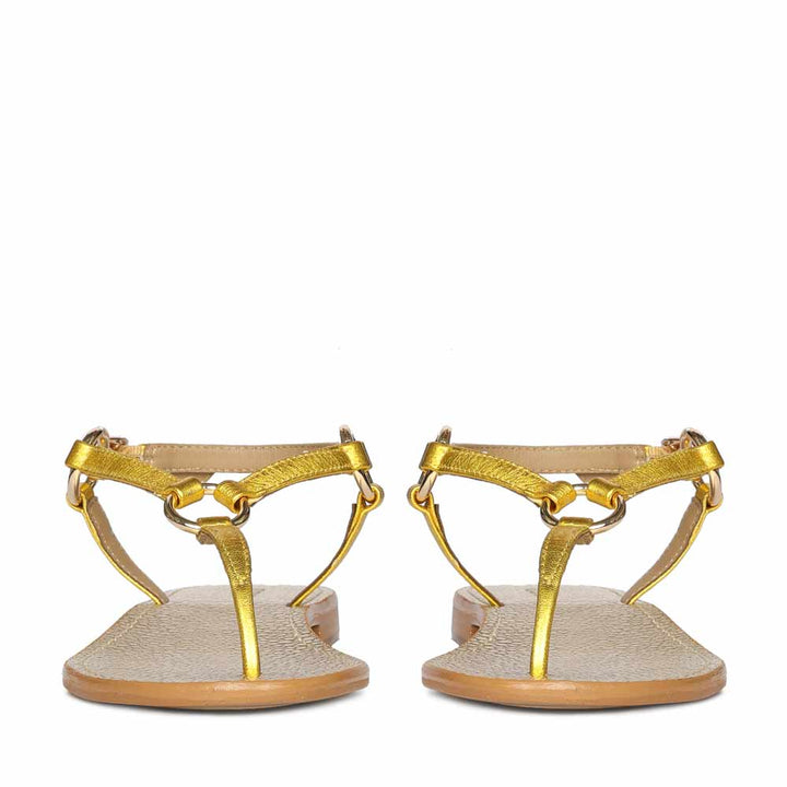 Saint Coretta O-Ring Yellow Metallic Leather Sandals