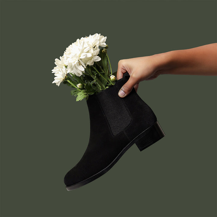 Women's online Isa Black Suede stylish leather ankle boots USA