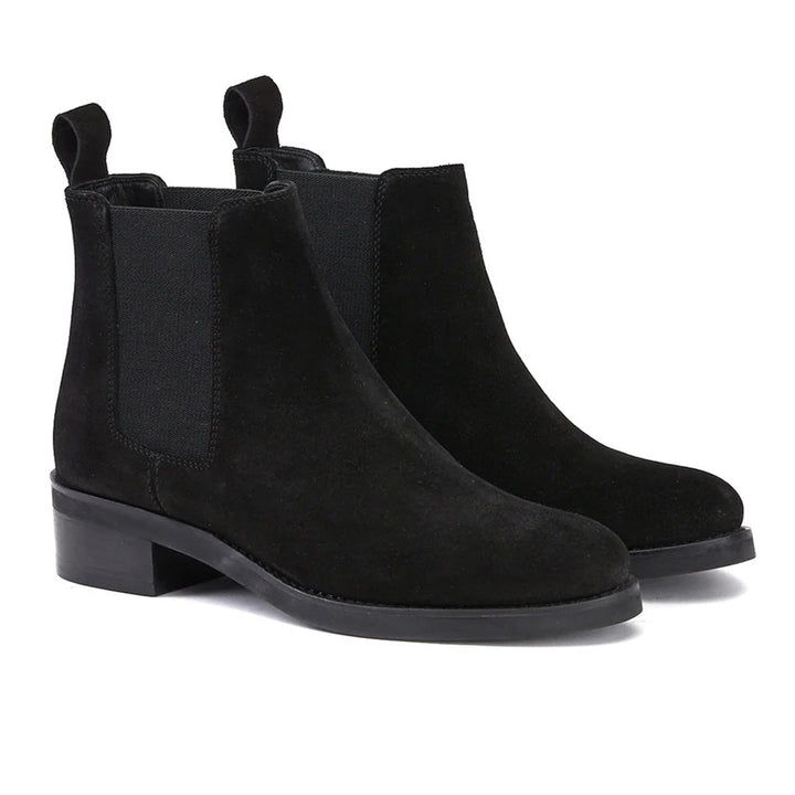 Isa Black Suede leather ankle boots women's online shopping USA
