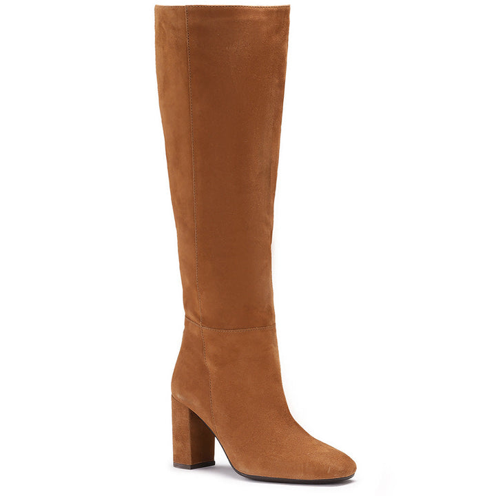 Saint Priscilla Tan Suede Leather Knee High Slouch Boots - SaintG US
