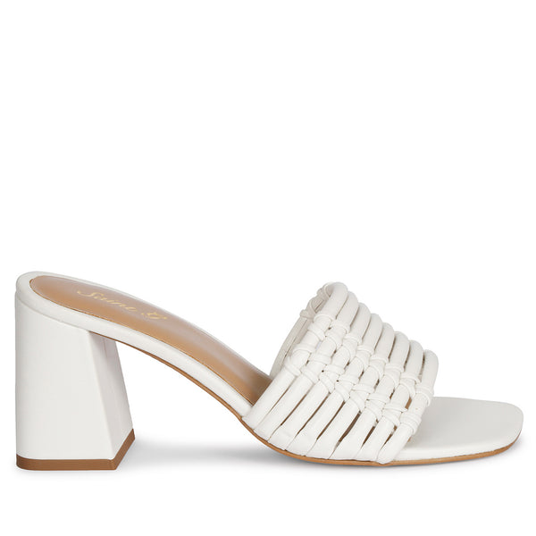 White block outlet heel mules