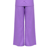 Saint Mathilde Womens Purple Solid Cotton Poplin Trouser