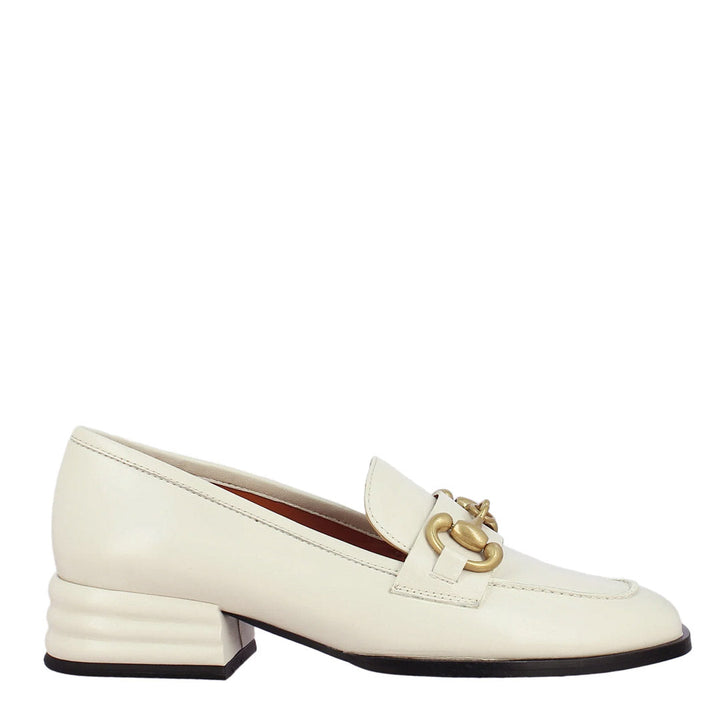 Saint Jenny Off White Leather Moccasins