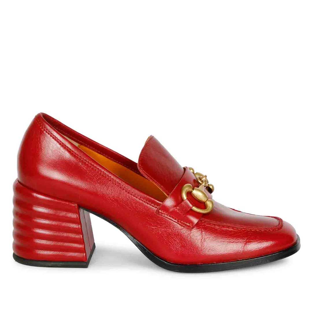 Saint Graziella Red Leather Handcrafted Moccasins