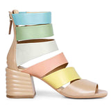 Saint Elena Multicolor Handcrafted Leather Strappy Block Heels