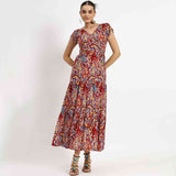 Saint Amaris Womens Multi Printed Cotton Cambric Long Dress