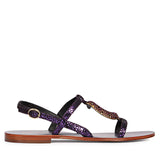 Saint Daisy Purple Leather Flat Sandal