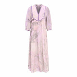 Saint Vaelara Womens Purple Printed Marbel Check Dobby Long Dress