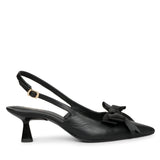 Saint Toria Black Bow Embellished Leather Pumps