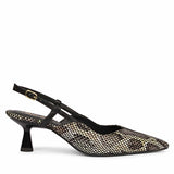 Saint Quinn Choco Black Snake Print Leather Pumps