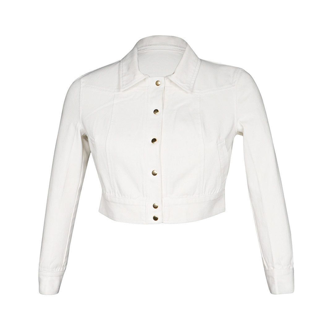 Saint Noemi  Women White Denim Collar Jackets